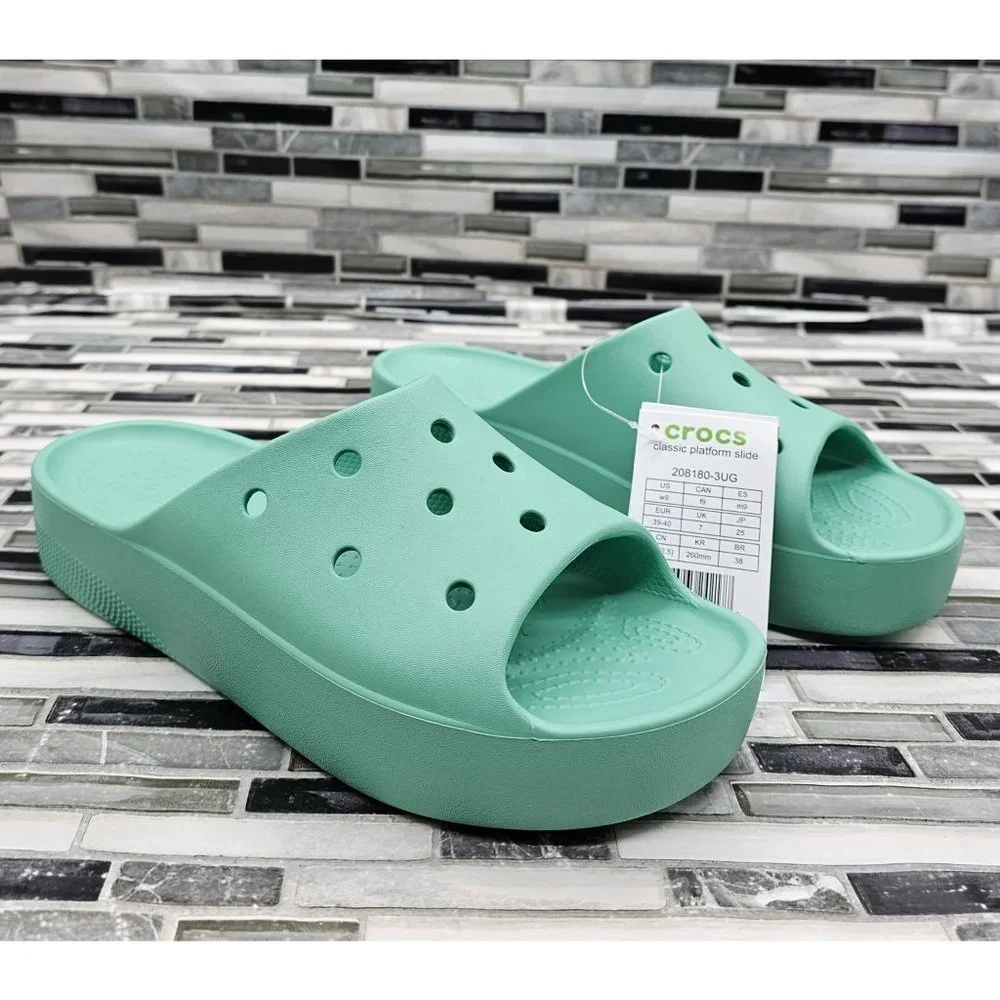Crocs Classic Platform Jade Stone Women's Slides Size 9 - Picture 2 of 11